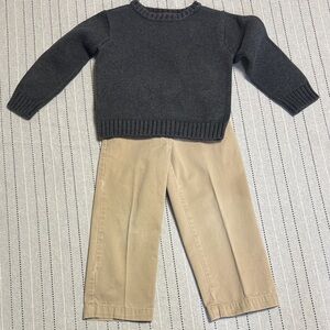 Polo by Ralph Lauren Charcoal Sweater and Beige Pants